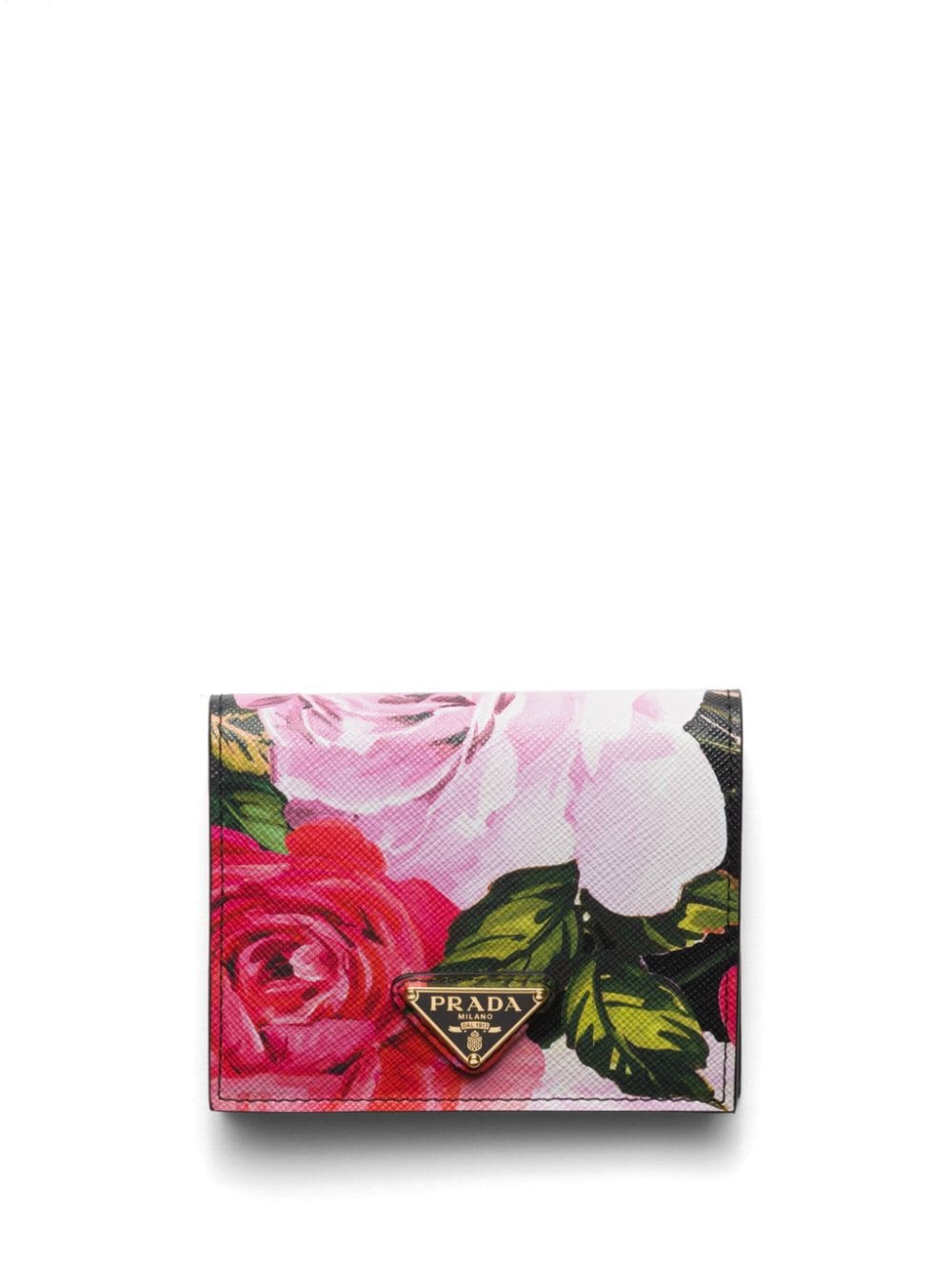 Prada small floral-print leather wallet - Black von Prada
