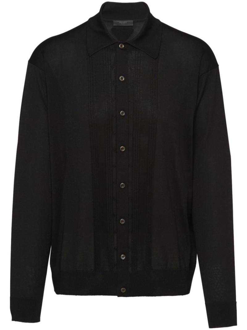 Prada spread-collar silk cardigan - Black von Prada