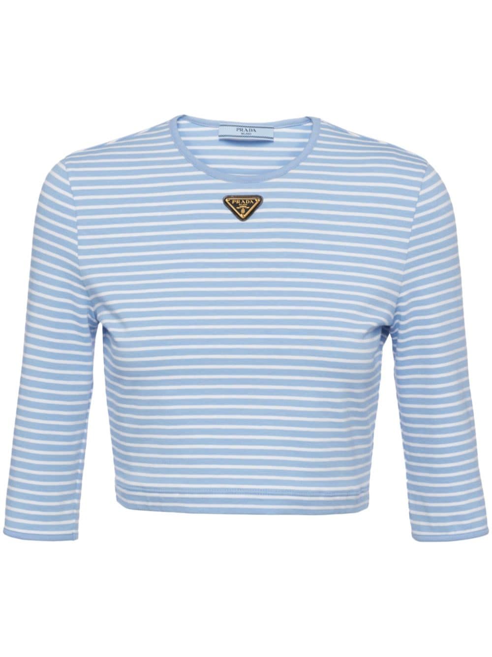 Prada striped cropped T-shirt - Blue von Prada