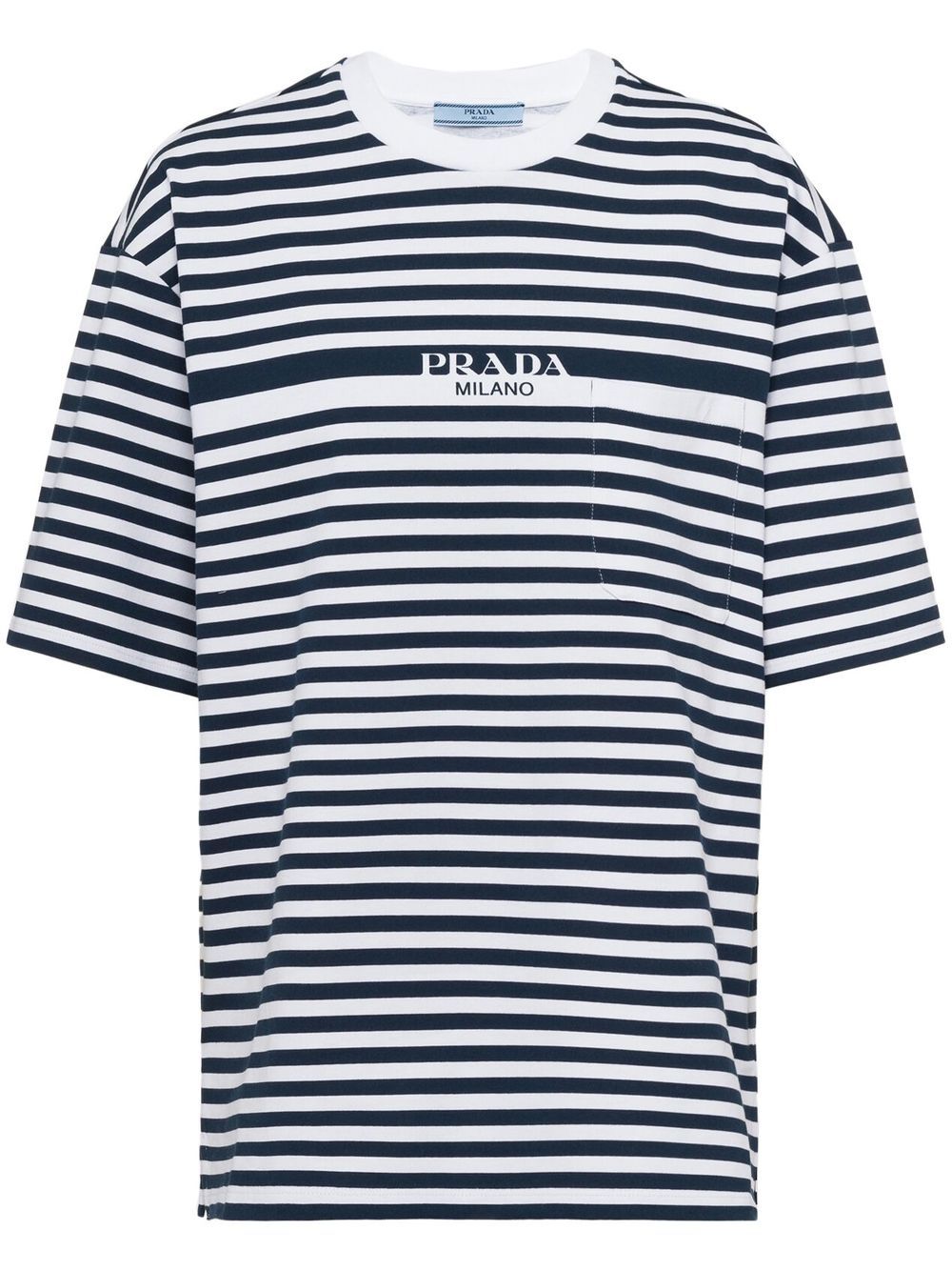Prada striped logo-print T-shirt - Blue von Prada