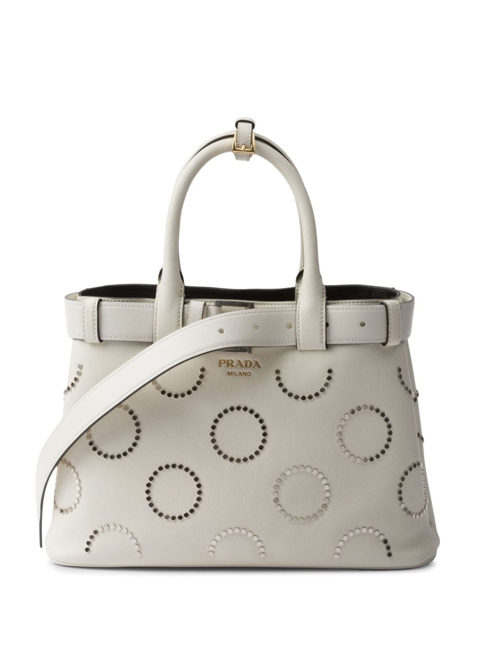 Prada studded belted tote bag - White von Prada