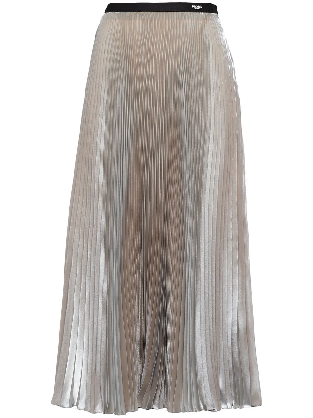 Prada voile pleated midi skirt - Silver von Prada