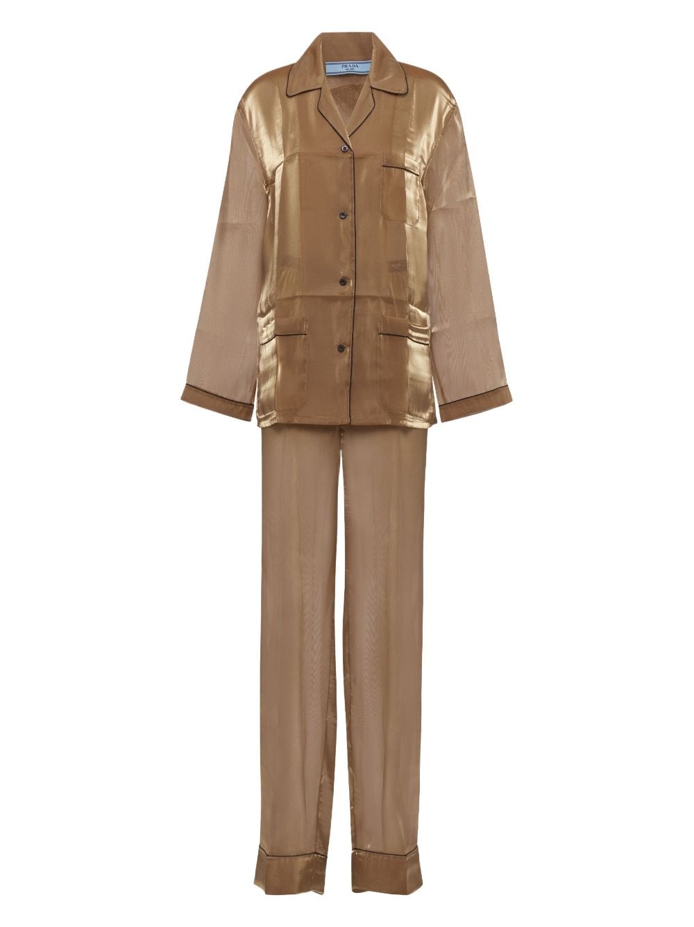 Prada contrast-trim voile pajamas - Neutrals von Prada