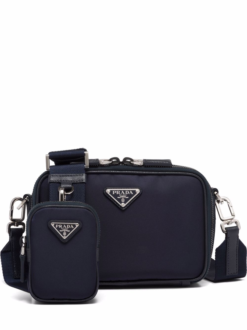 Prada triangle-logo Brique messenger bag - Blue von Prada