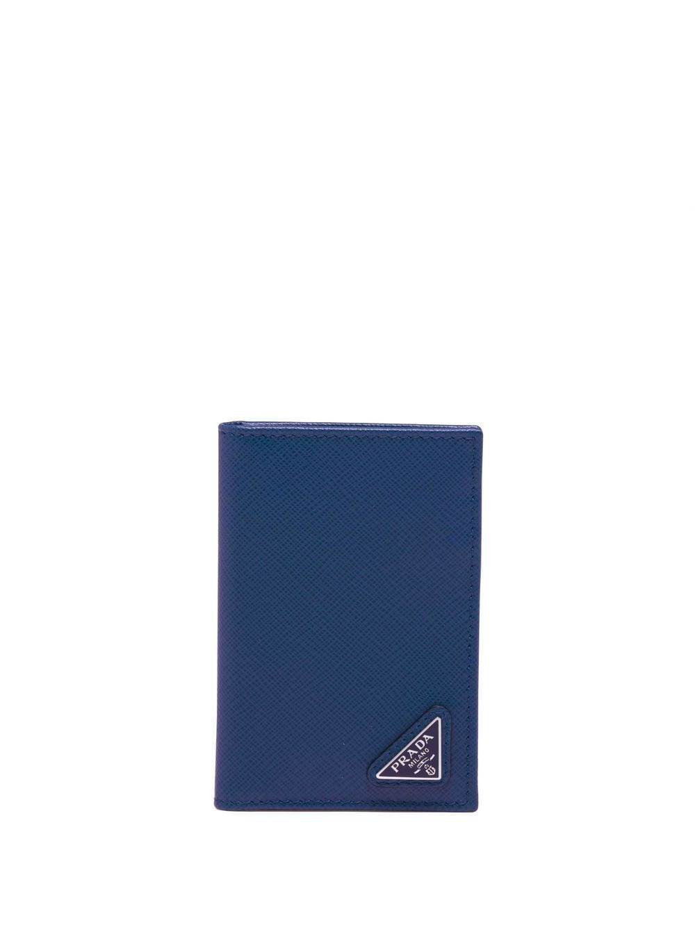 Prada triangle-logo Saffiano cardholder - Blue von Prada