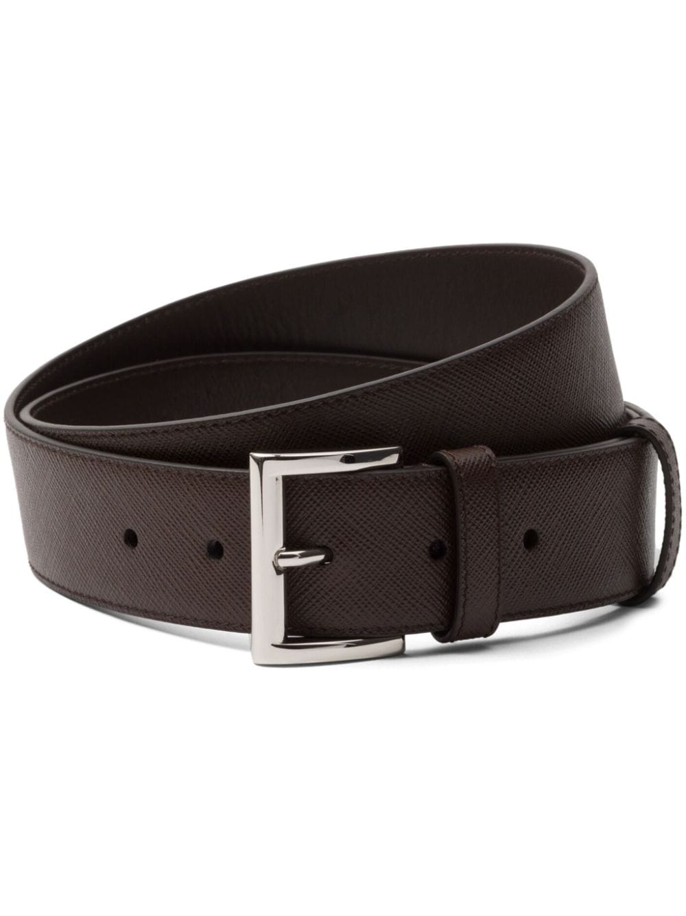 Prada triangle-logo Saffiano leather belt - Brown von Prada