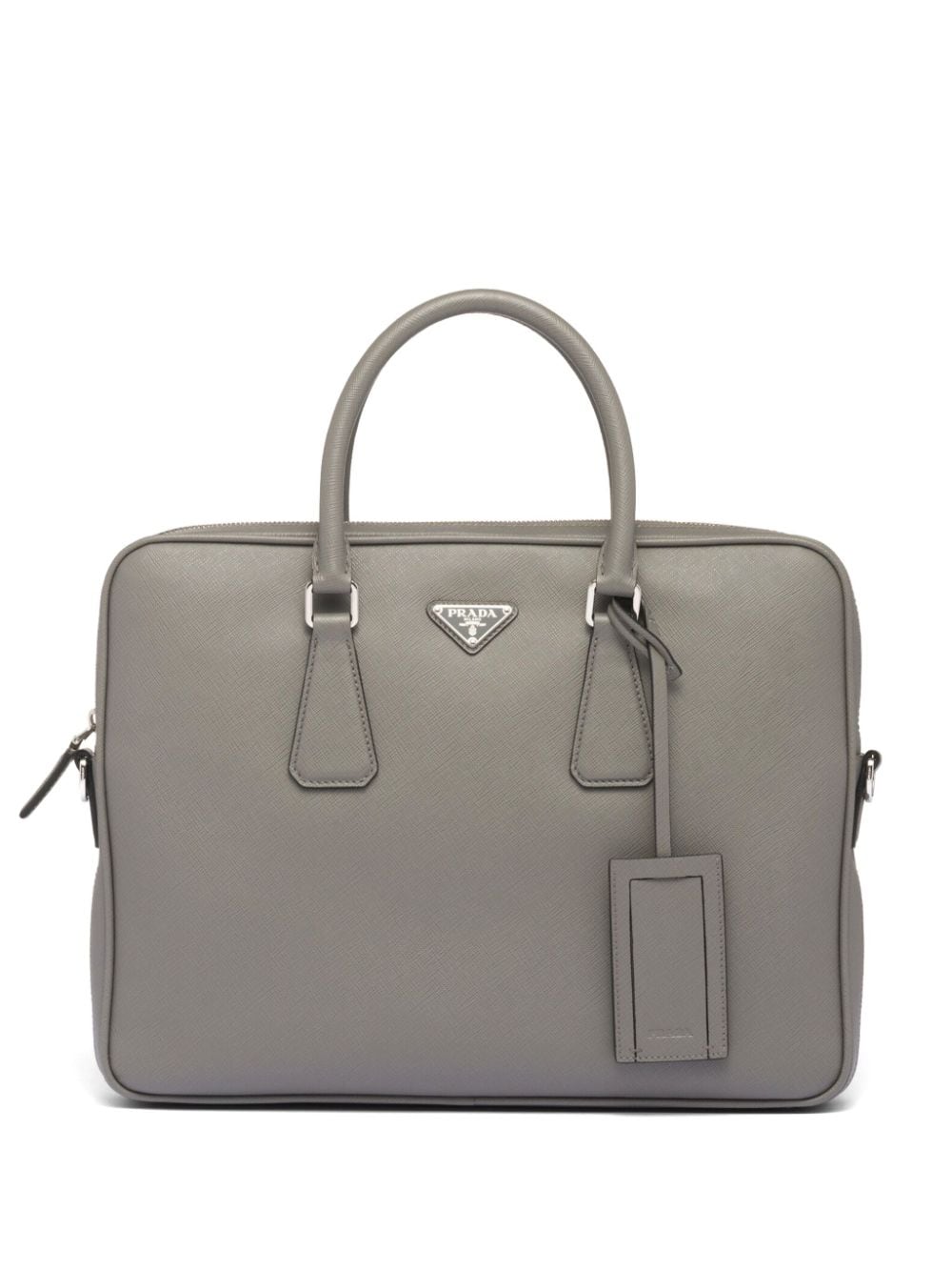 Prada triangle-logo Saffiano leather briefcase - Grey von Prada