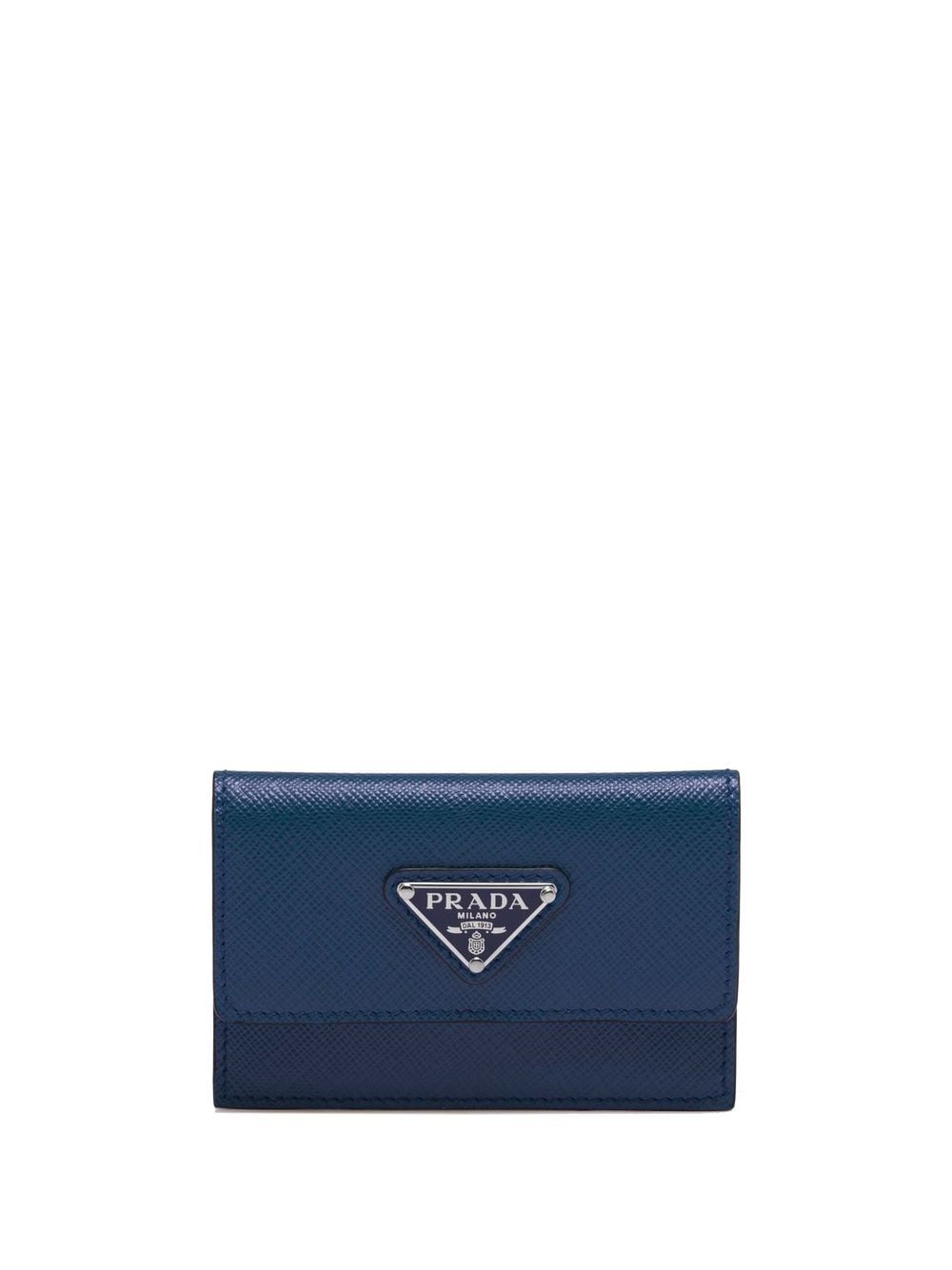 Prada triangle-logo Saffiano leather cardholder - Blue von Prada
