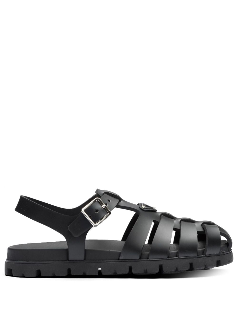 Prada triangle-logo caged sandals - Black von Prada