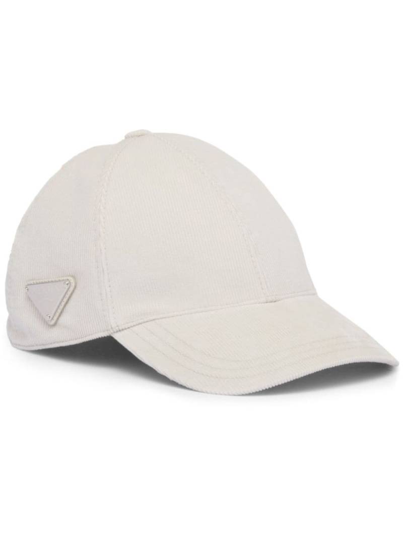 Prada triangle-logo corduroy baseball cap - Neutrals von Prada