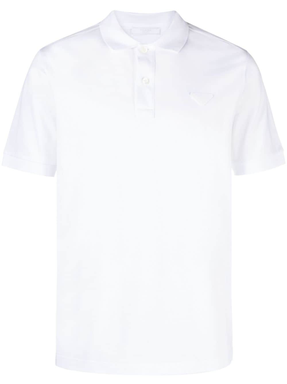 Prada triangle-logo cotton polo shirt - White von Prada