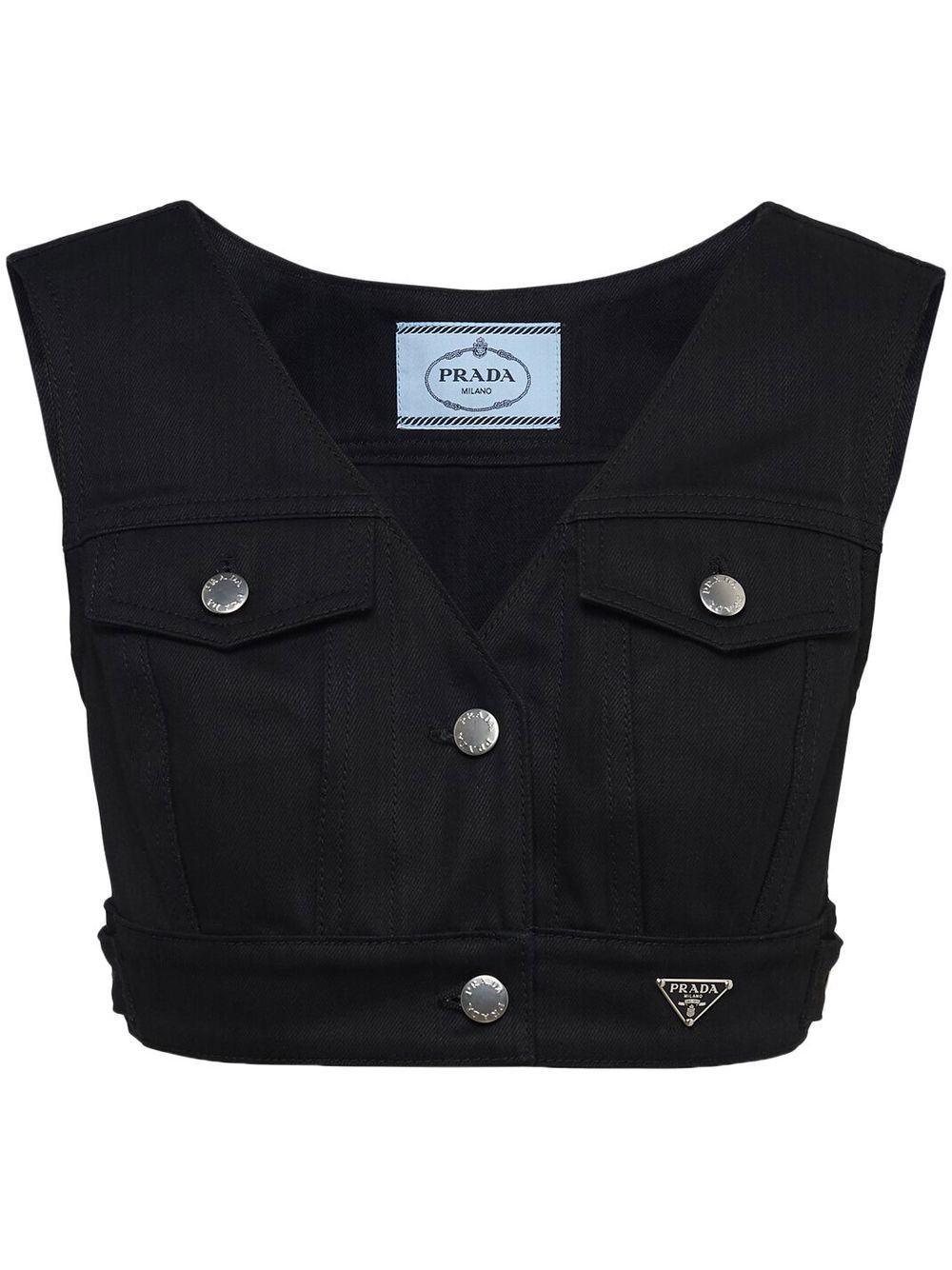 Prada triangle-logo cropped vest - Black von Prada