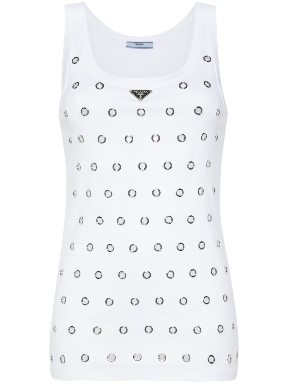 Prada triangle-logo eyelets tank top - White von Prada