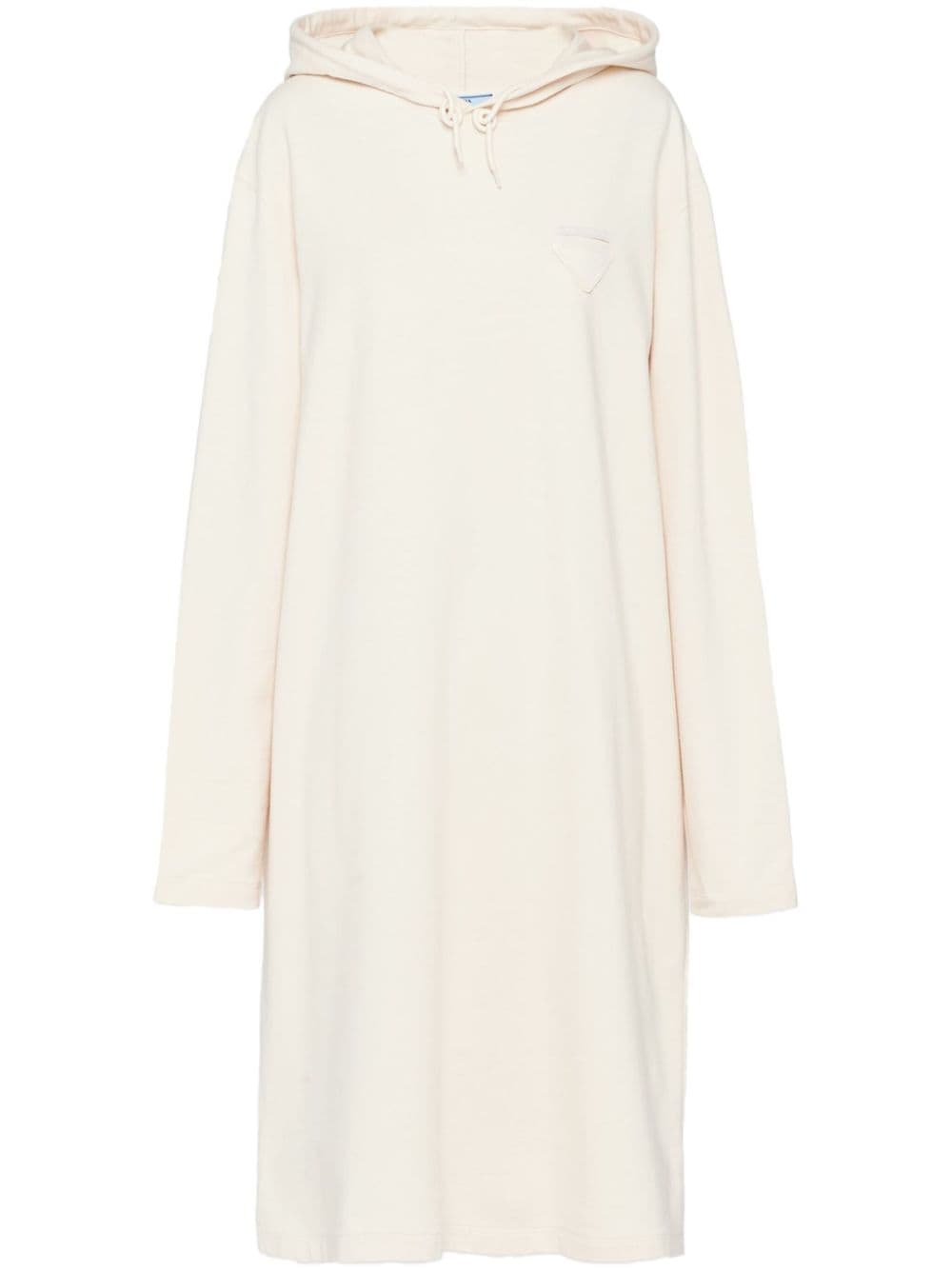 Prada triangle-logo fleece hoodie dress - Neutrals von Prada