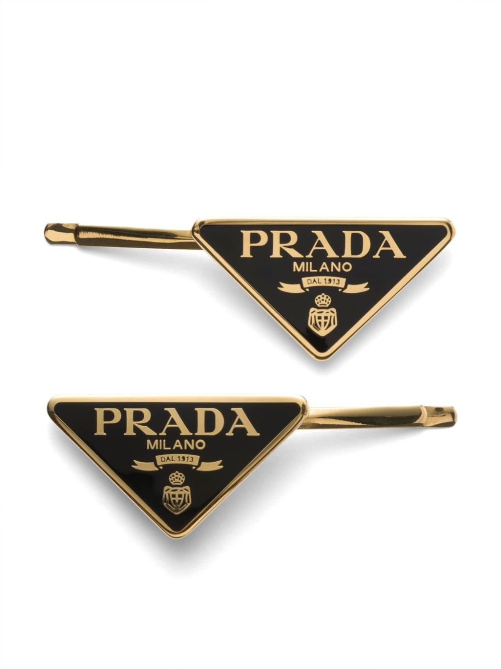 Prada triangle-logo hair clips (set of two) - Gold von Prada