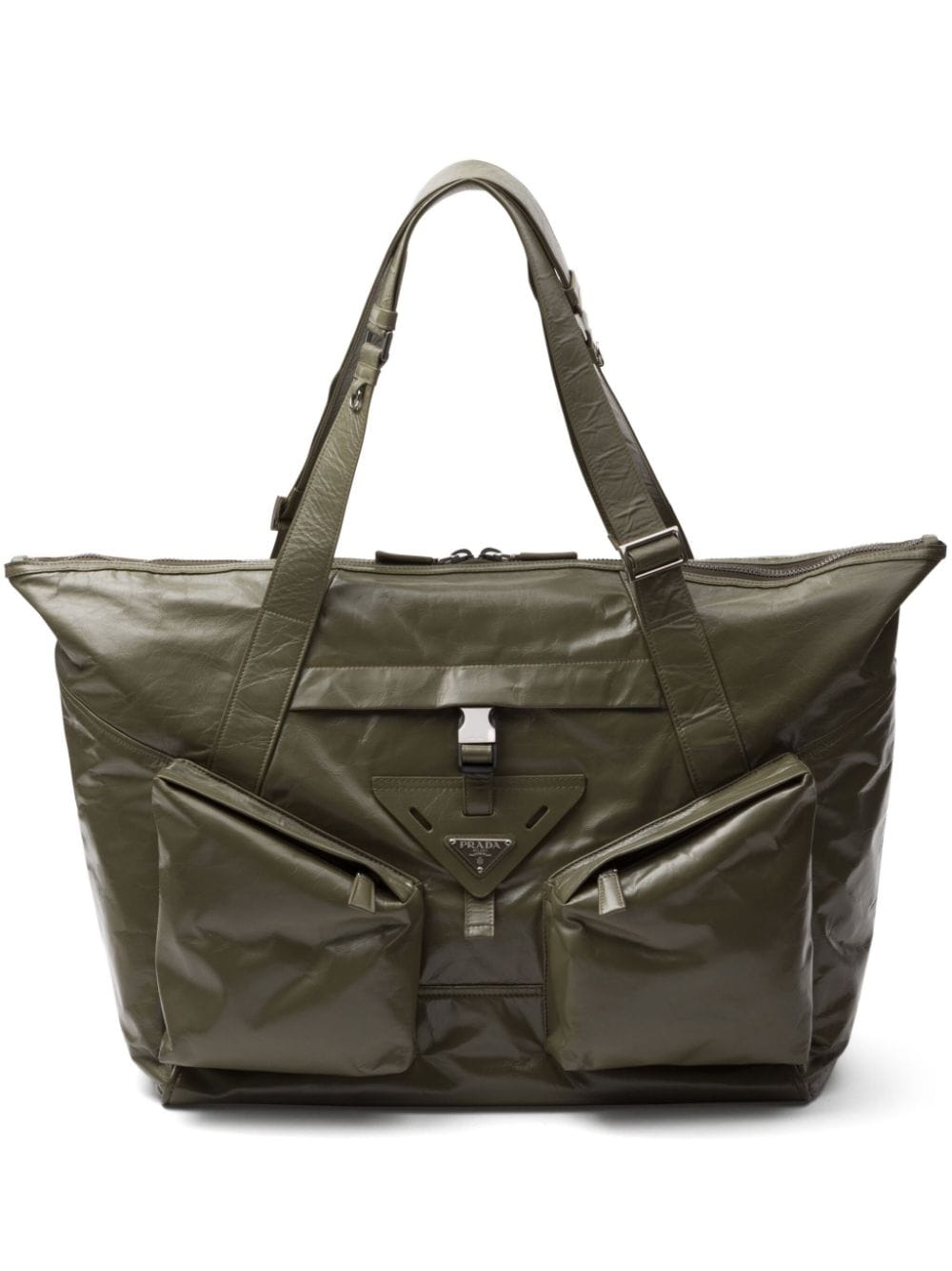 Prada triangle-logo leather bag - Green von Prada