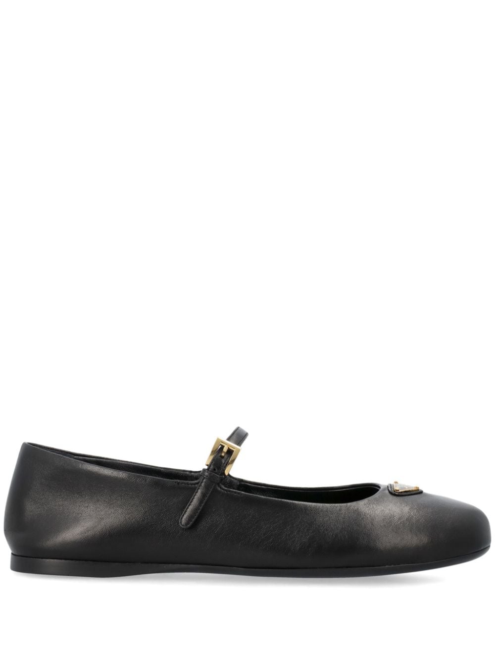 Prada triangle-logo leather ballerina shoes - Black von Prada