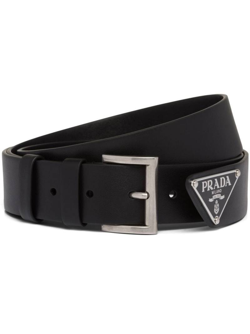 Prada triangle-logo leather belt - Black von Prada