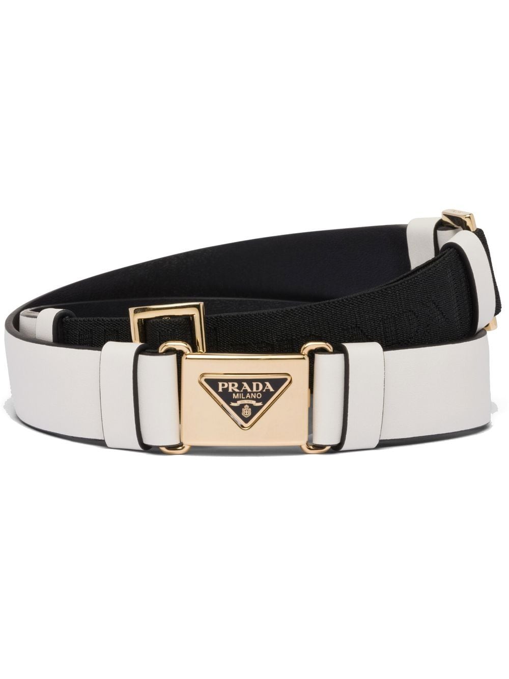 Prada triangle-logo leather belt - White von Prada