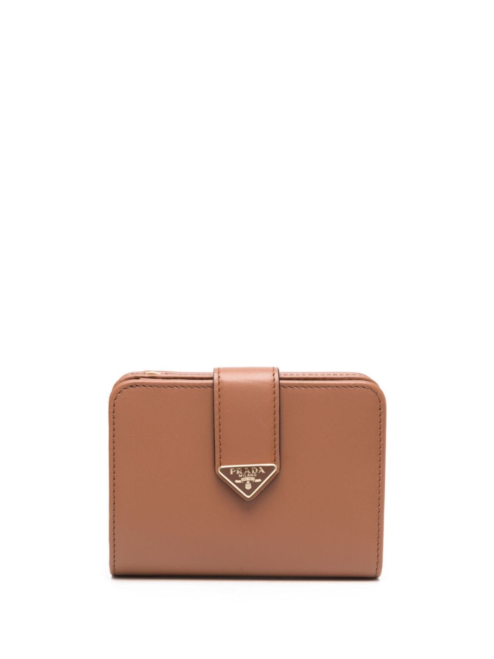 Prada triangle-logo leather bi-fold wallet - Brown von Prada