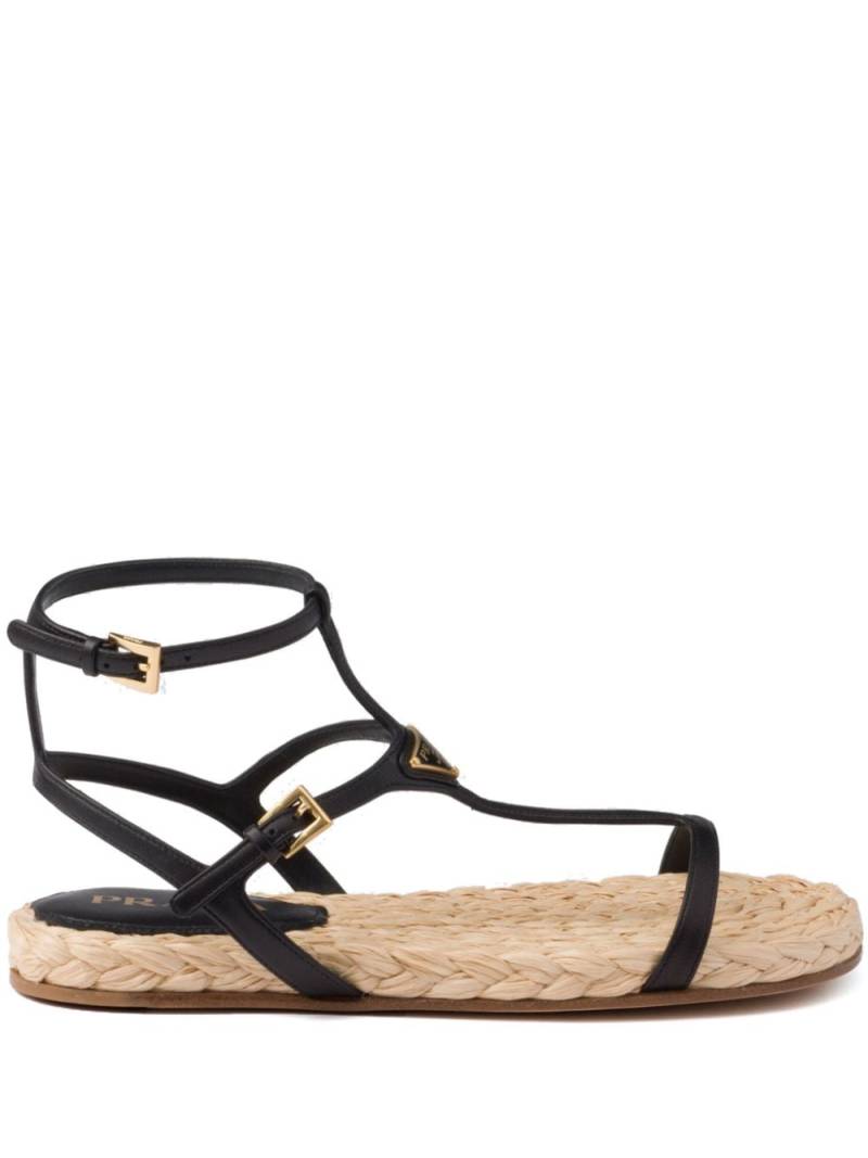 Prada triangle-logo leather sandals - Black von Prada