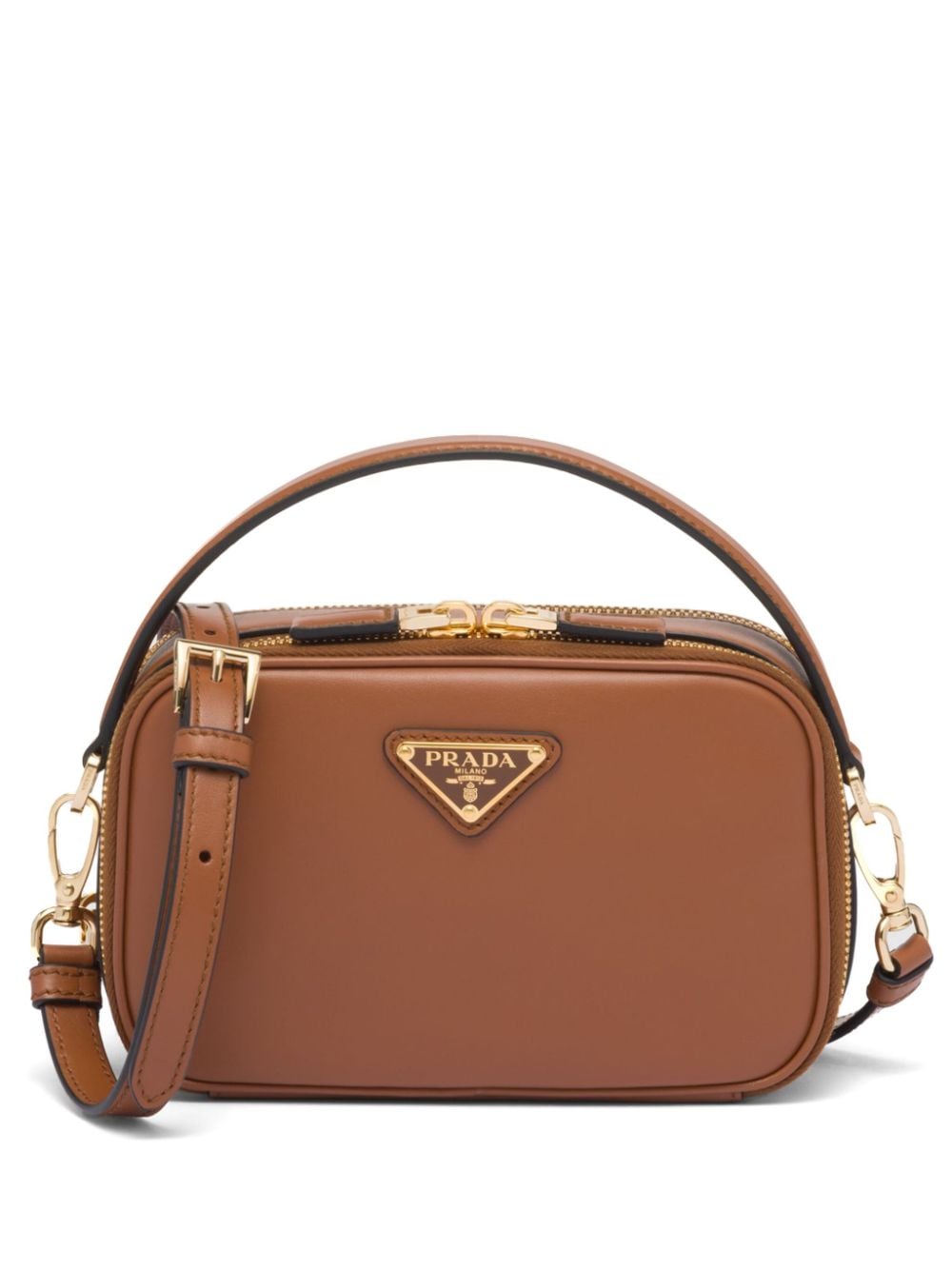 Prada triangle-logo leather shoulder bag - Brown von Prada