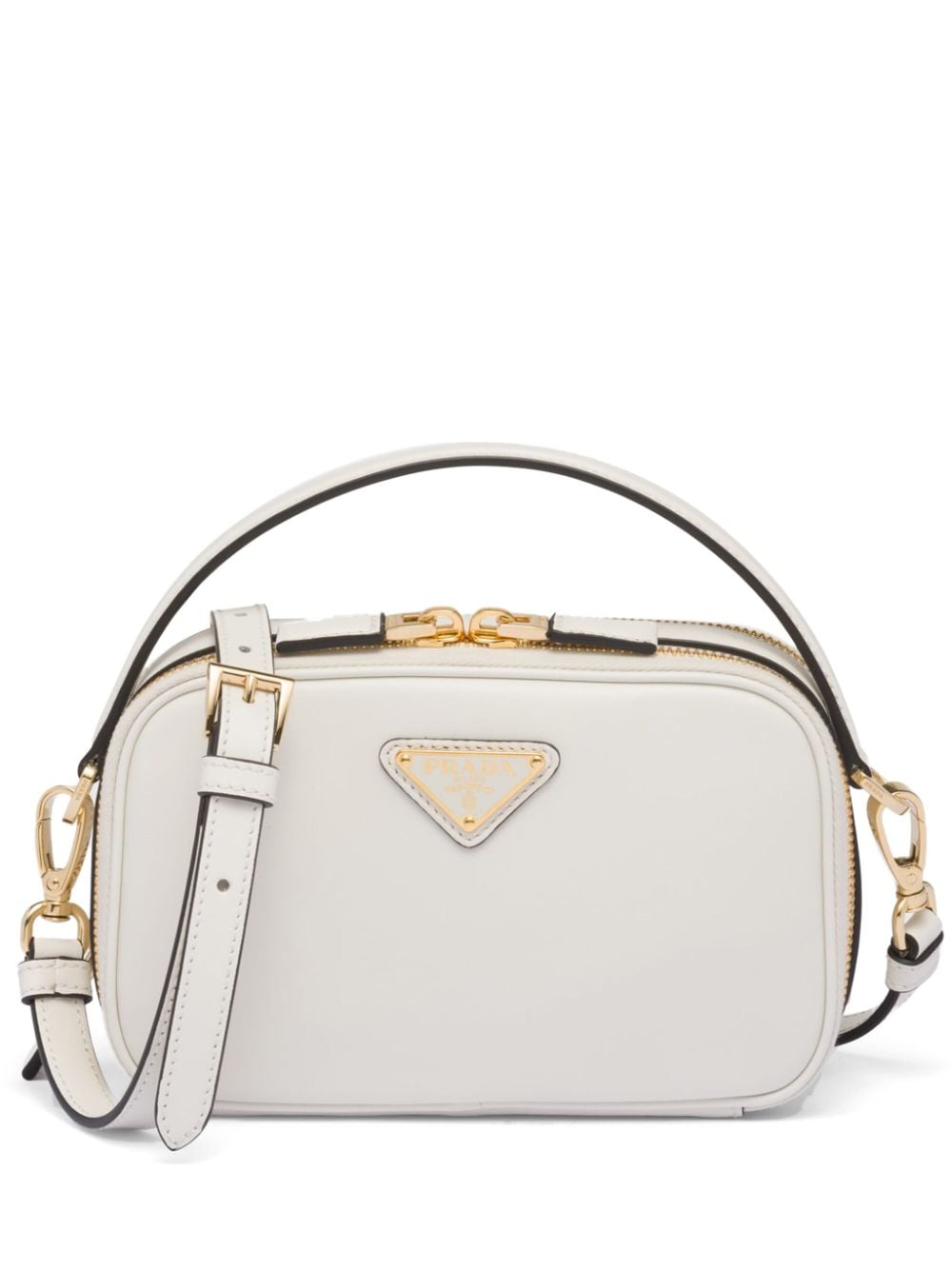 Prada triangle-logo leather shoulder bag - White von Prada