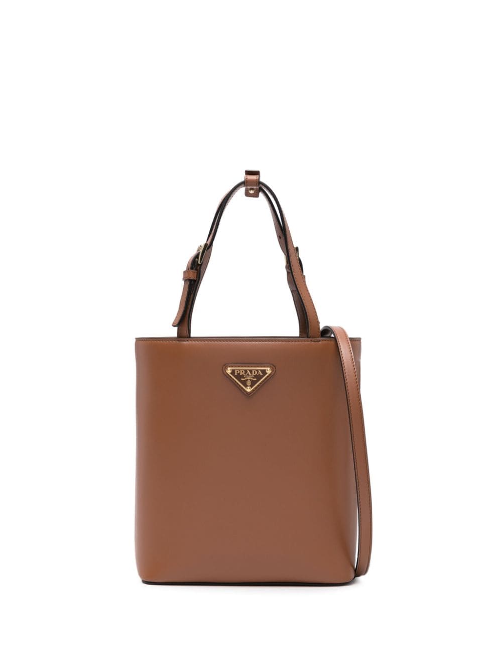 Prada triangle logo-appliqué tote bag - Brown von Prada