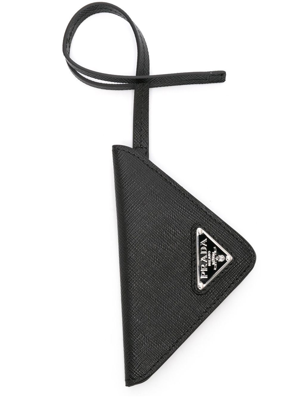 Prada triangle logo luggage tag - Black von Prada