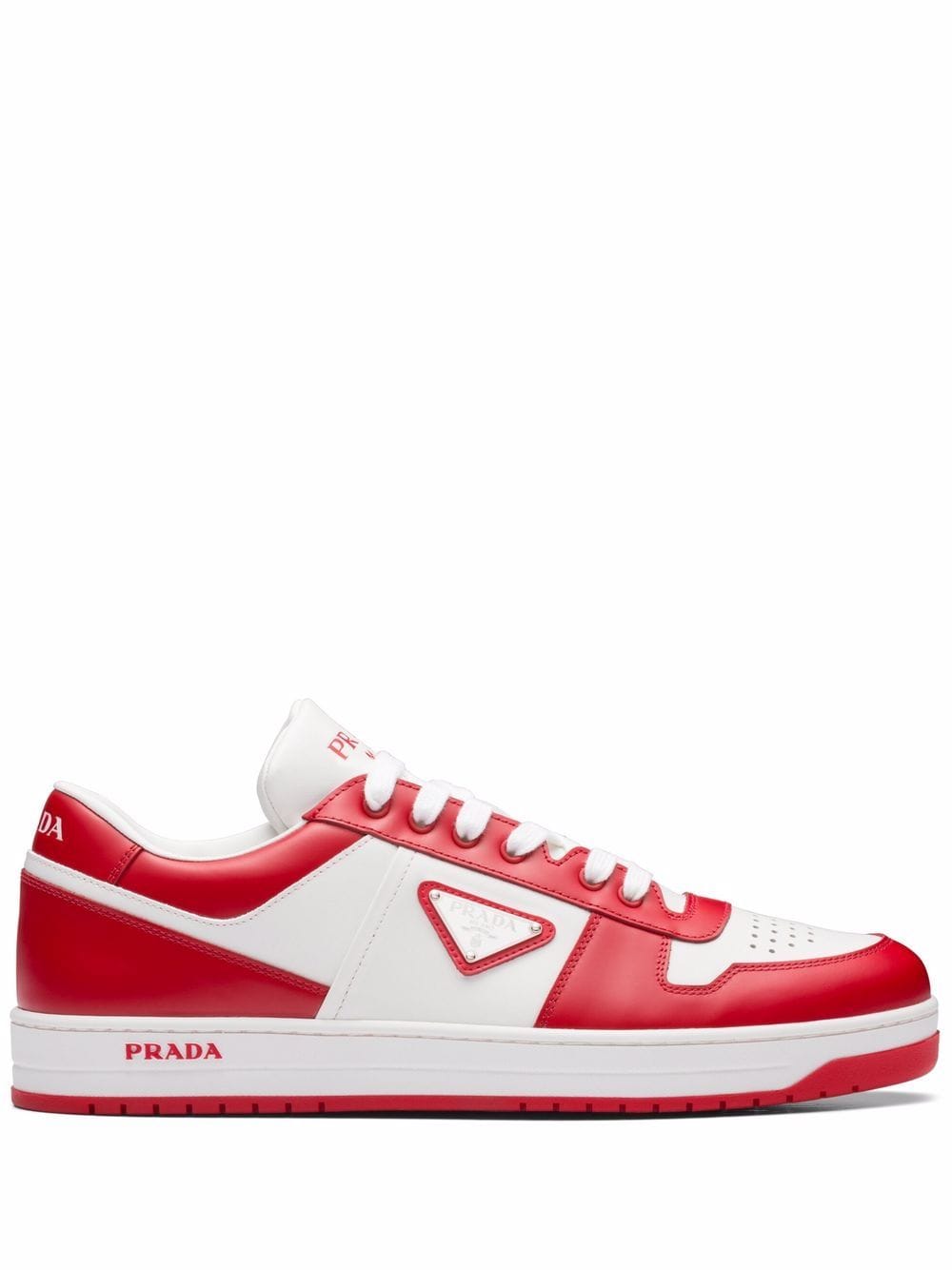 Prada triangle logo-patch low-top sneakers - White von Prada