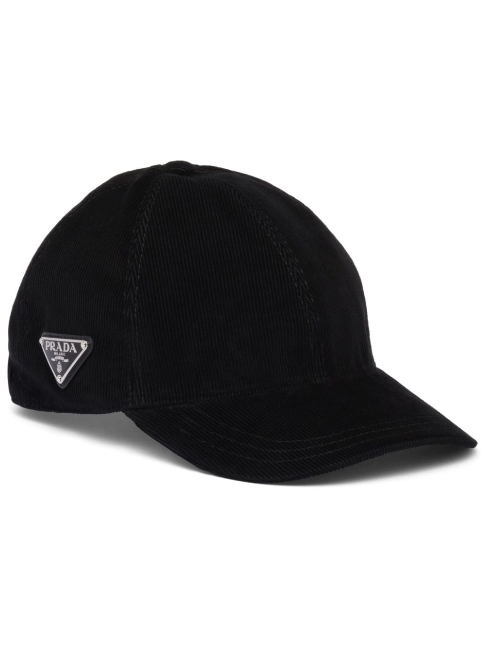 Prada triangle-logo corduroy baseball cap - Black von Prada