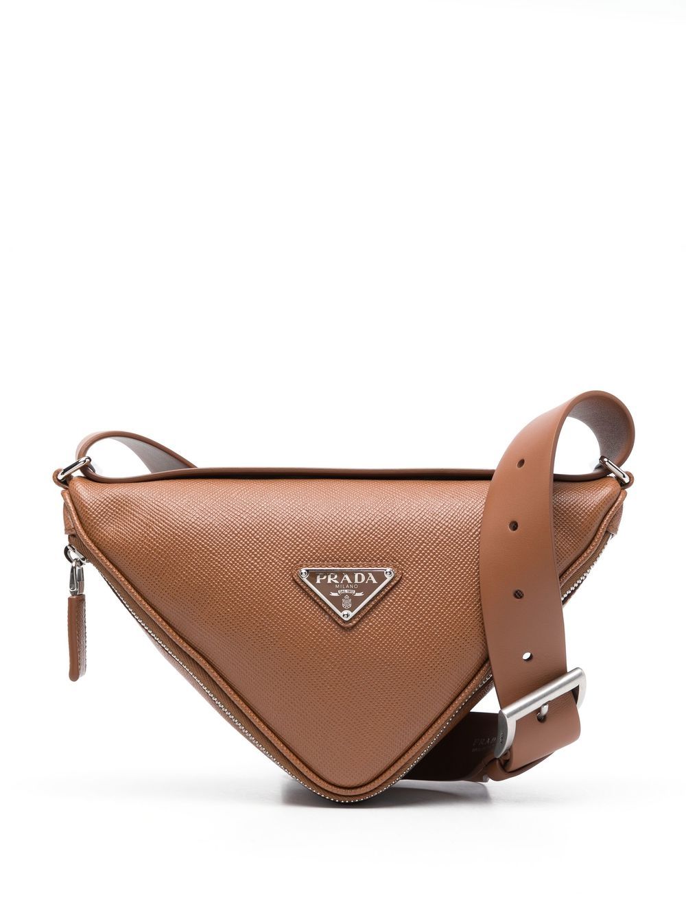 Prada Triangle Saffiano-leather shoulder bag - Brown von Prada