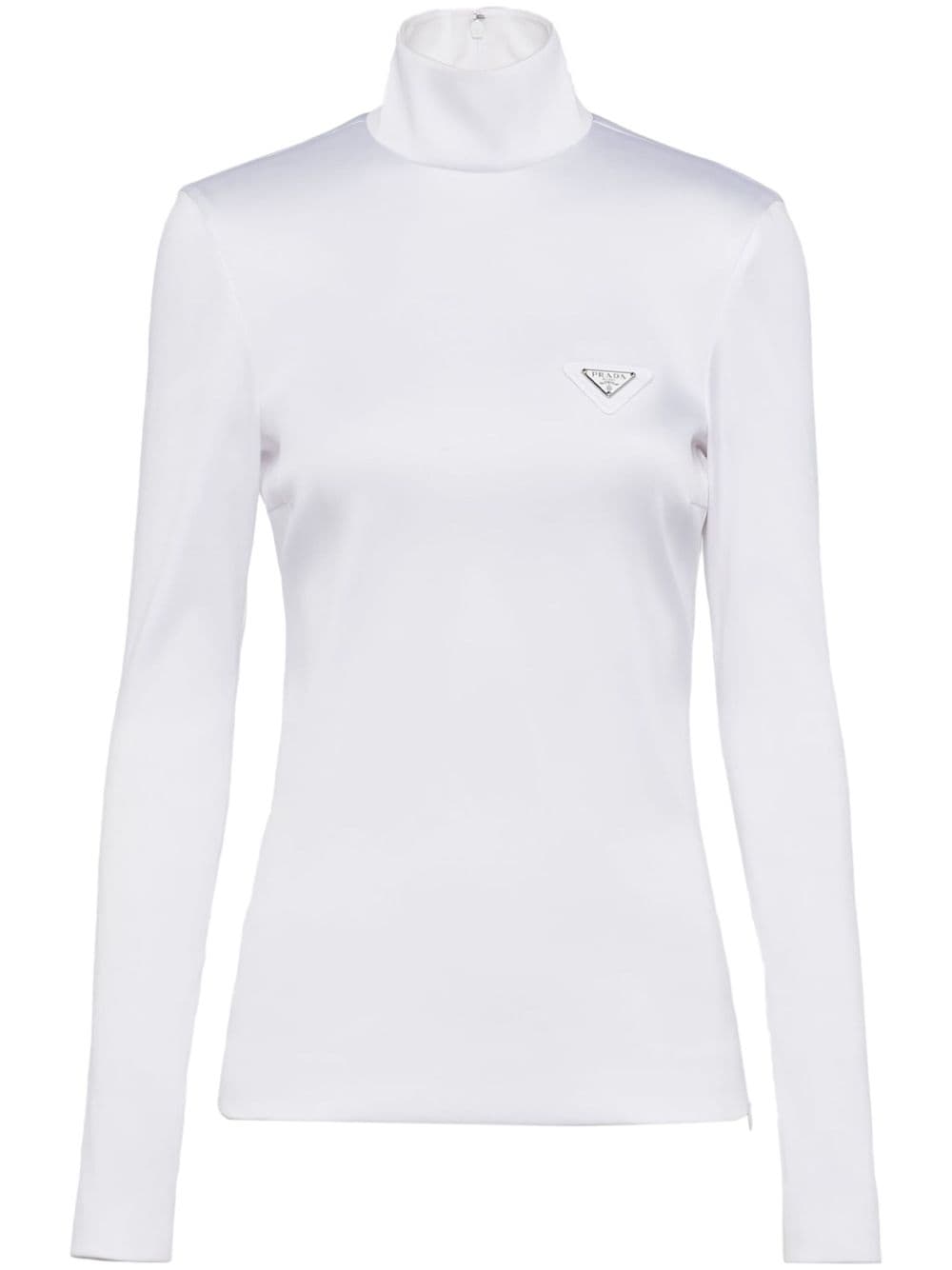 Prada triangle-logo satin top - White von Prada