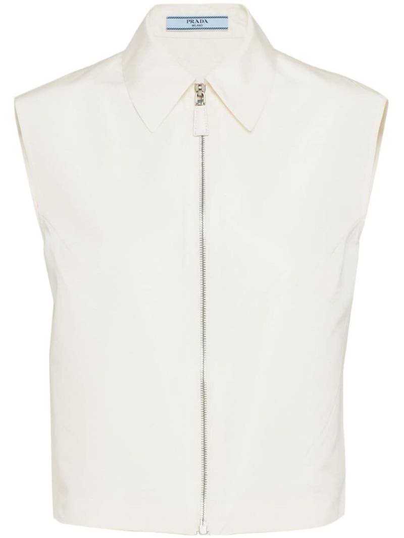 Prada zip-up sleeveless faille shirt - White von Prada