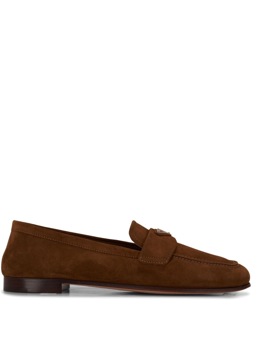 Prada triangle-logo suede loafers - Brown von Prada