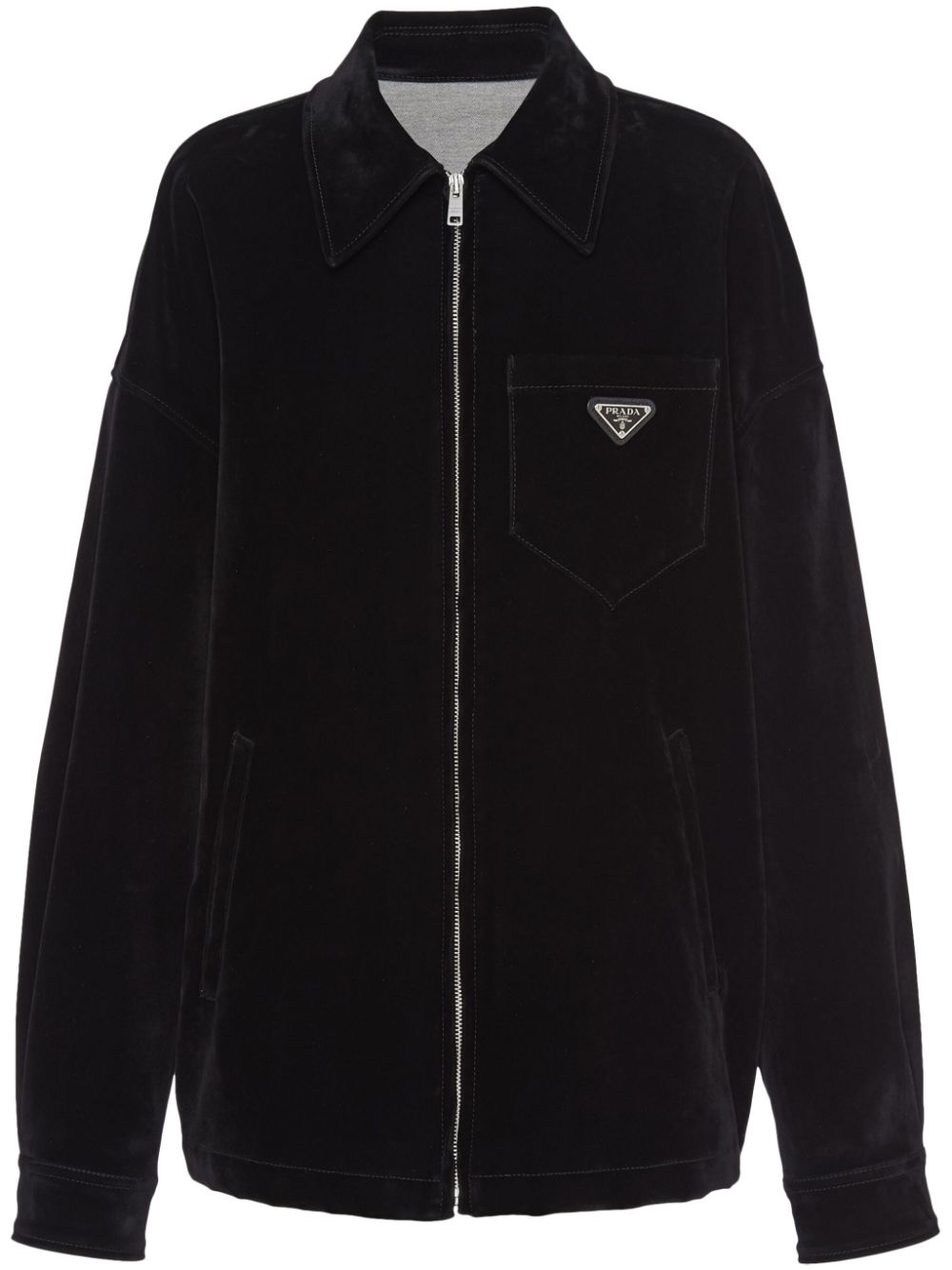 Prada velvet denim blouson jacket - Black von Prada