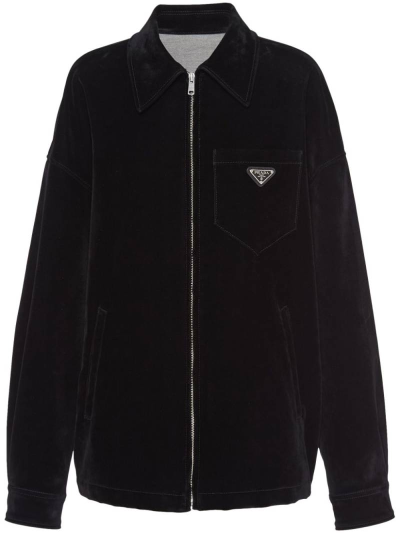 Prada velvet denim blouson jacket - Black von Prada