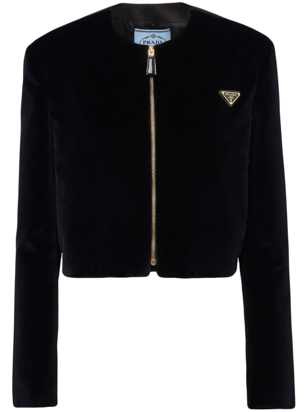 Prada triangle-logo velvet jacket - Black von Prada