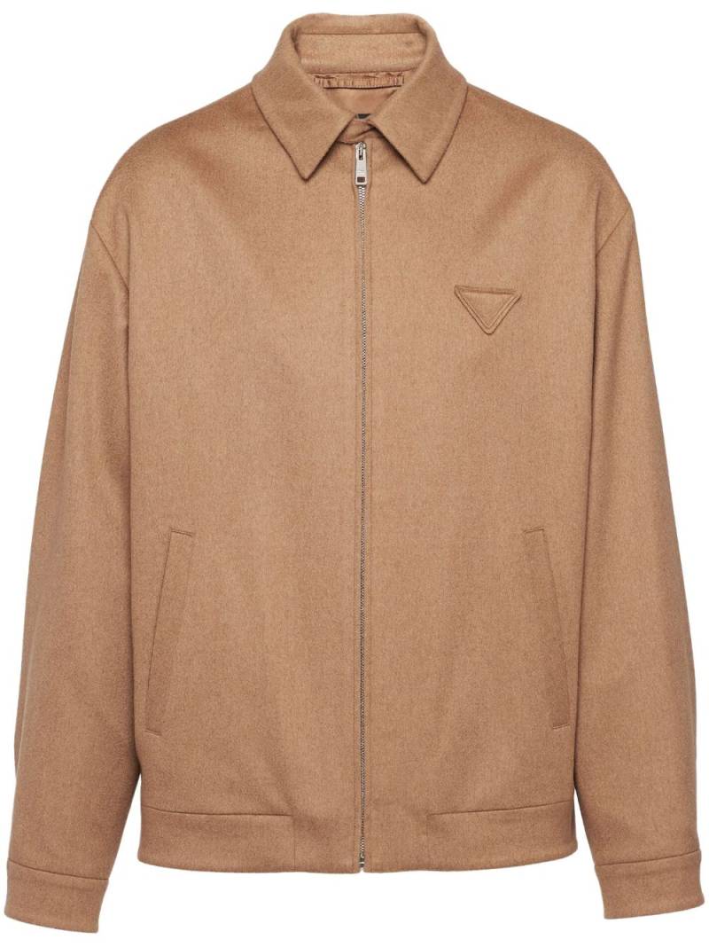 Prada triangle-logo blouson jacket - Brown von Prada
