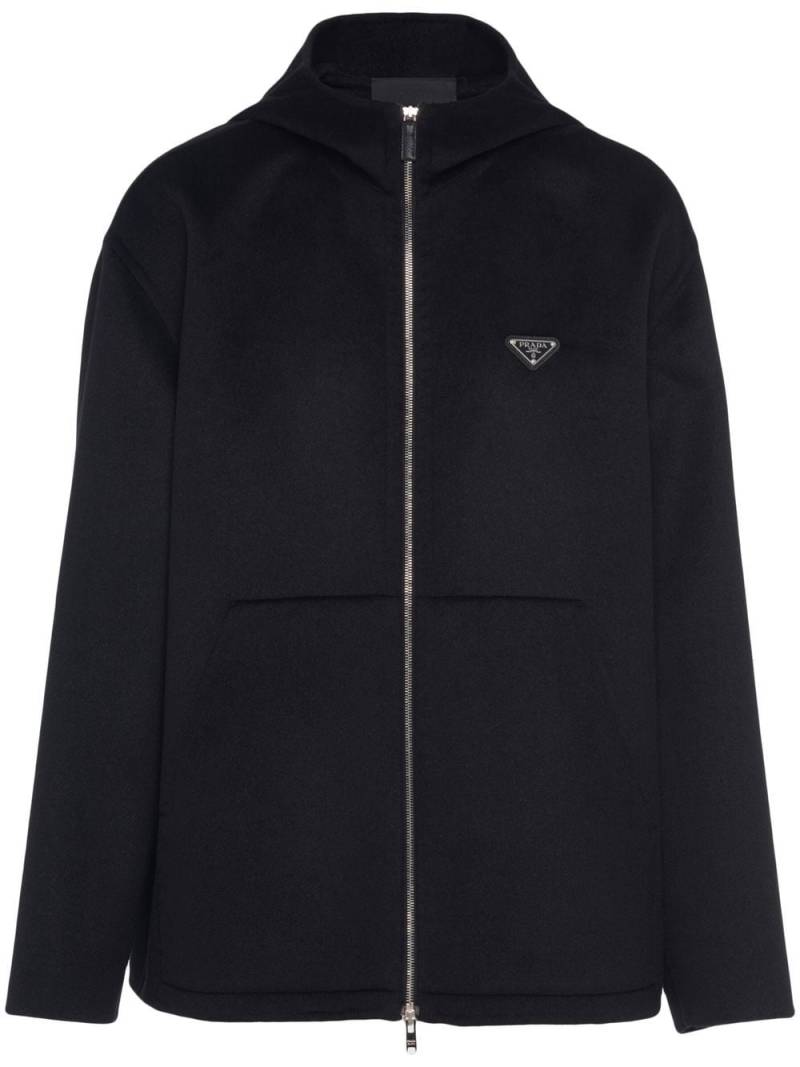 Prada triangle-logo zip-up hoodie - Black von Prada