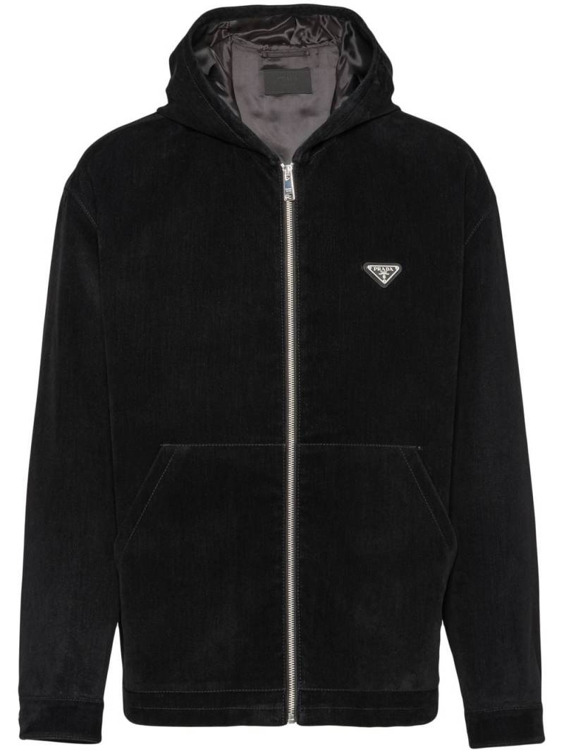 Prada triangle-logo velvet blouson jacket - Black von Prada