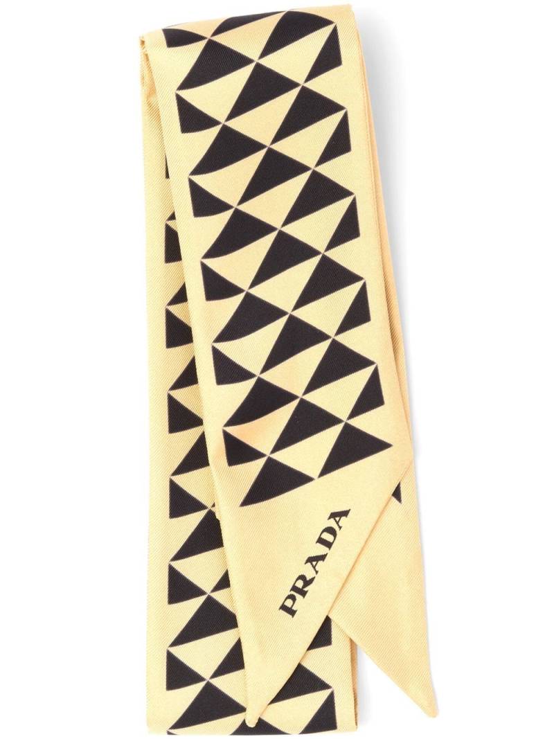 Prada triangle-logo twill scarf - Neutrals von Prada