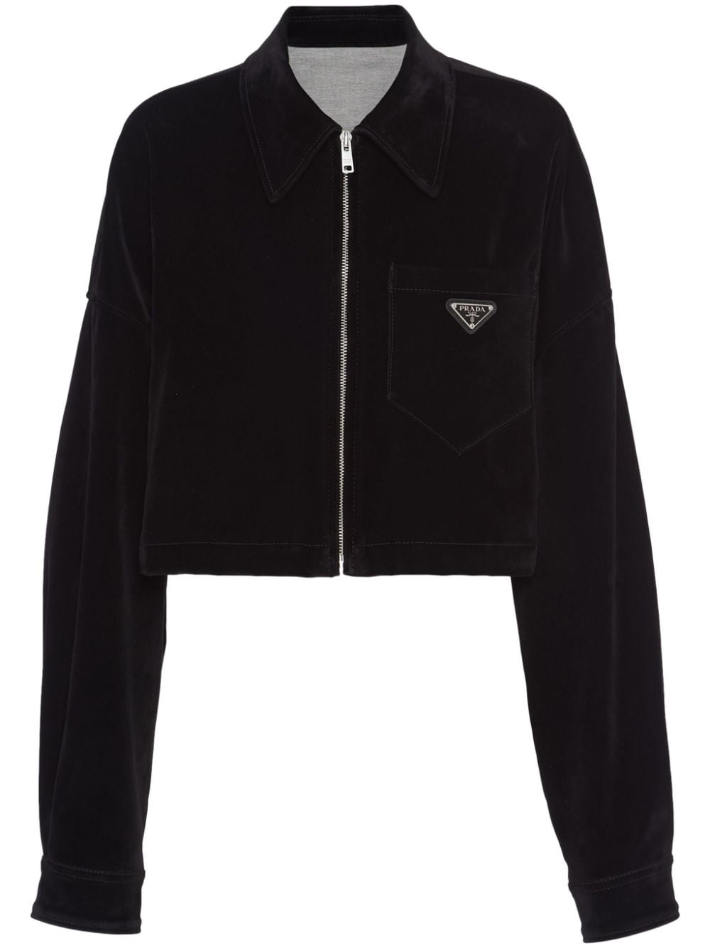 Prada velvet denim blouson jacket - Black von Prada