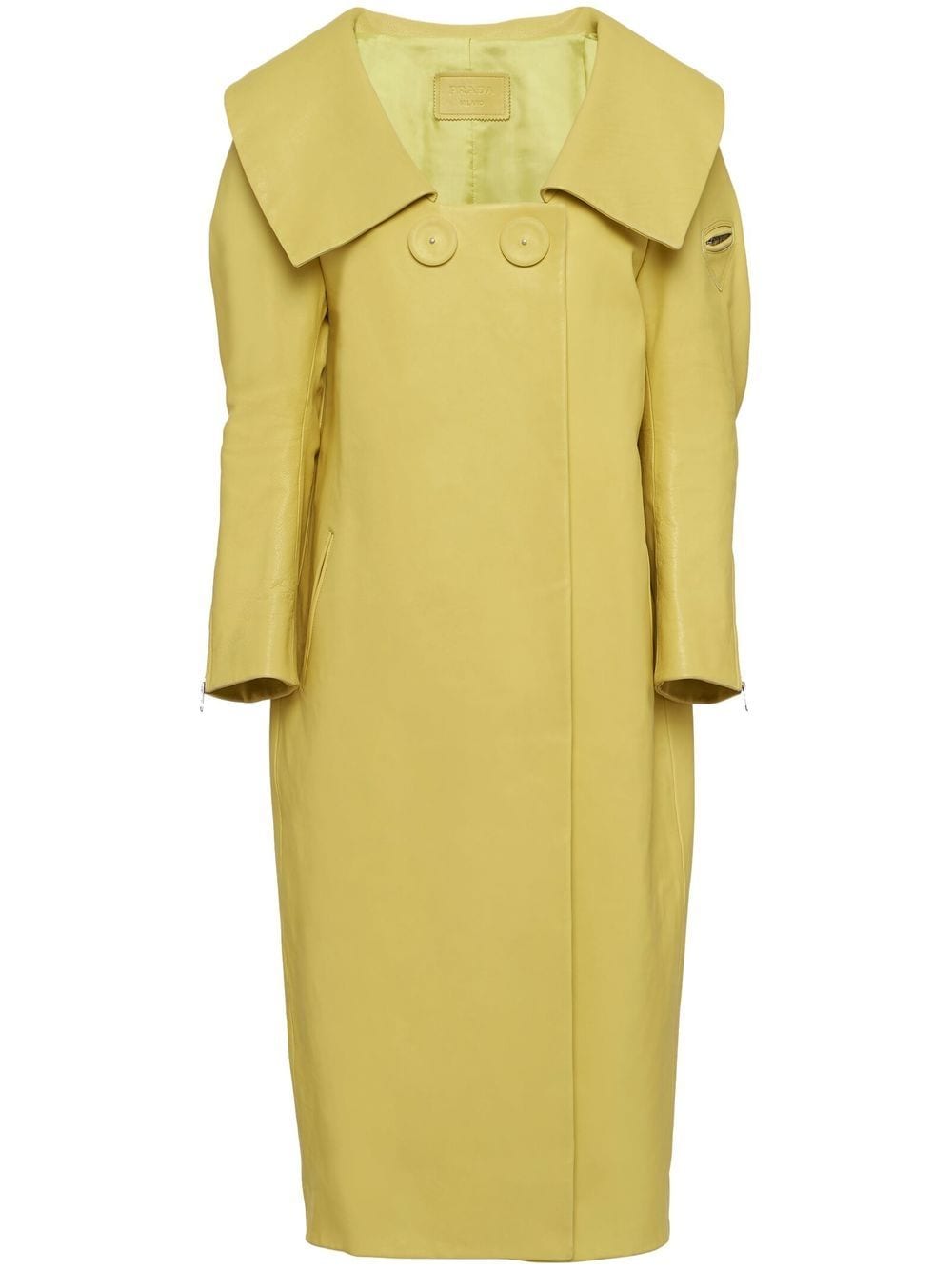 Prada wide-collar leather coat - Green von Prada