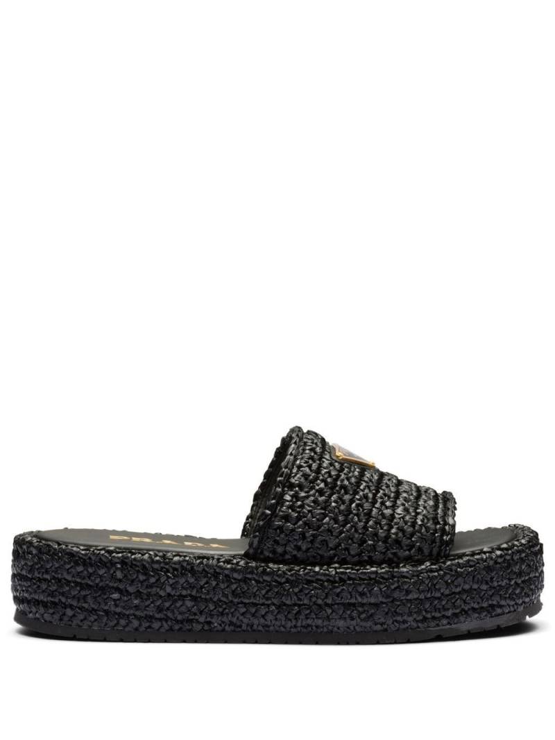 Prada woven flatform sandals - Black von Prada