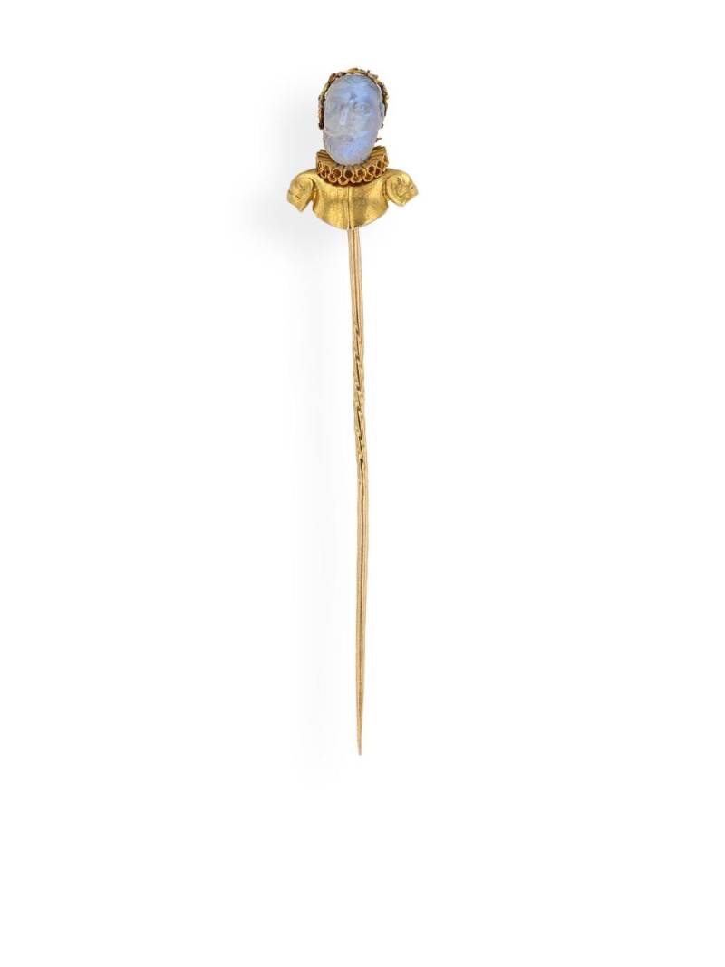 Pragnell Vintage 1837-1901 15kt yellow gold Sir John Falstaff moonstone pin von Pragnell Vintage