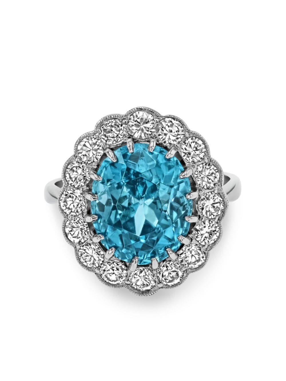 Pragnell Vintage 18kt white gold blue zircon and diamond ring - Silver von Pragnell Vintage