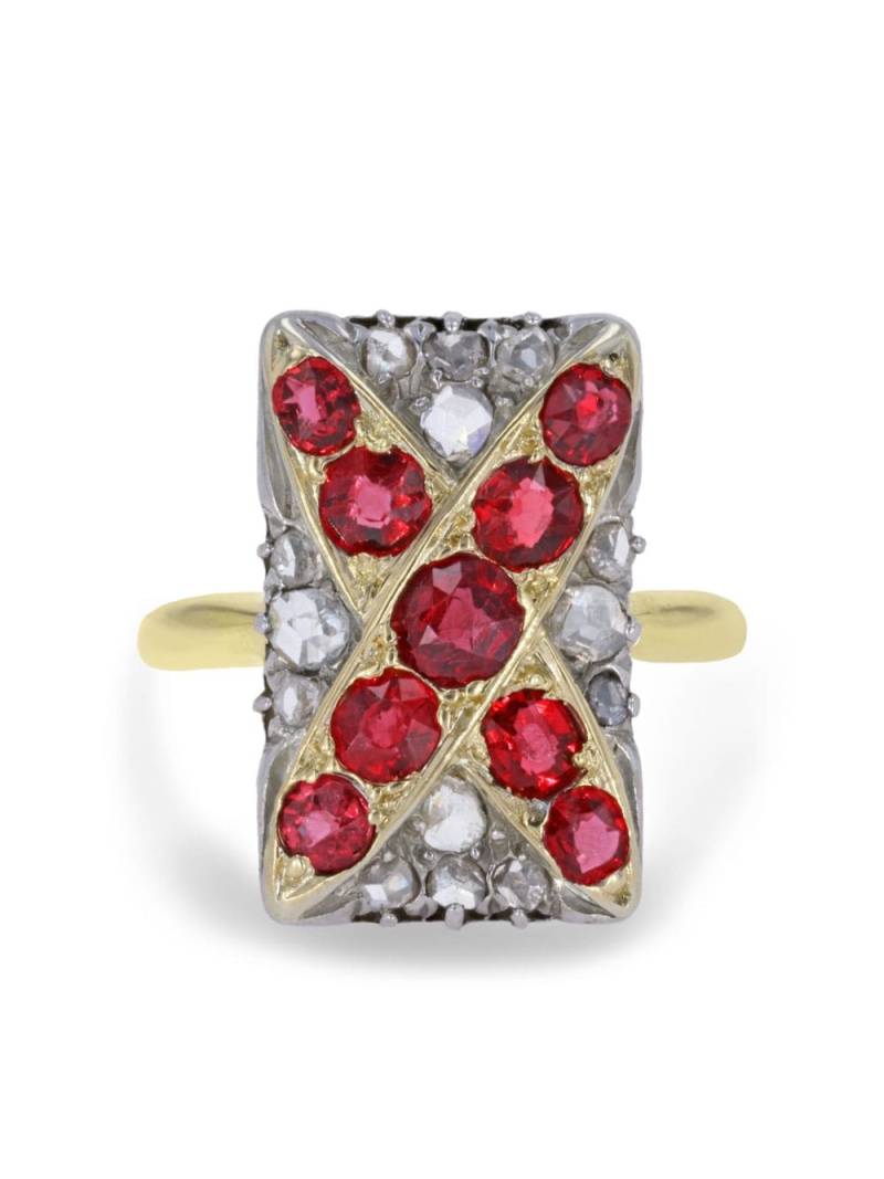 Pragnell Vintage 18kt yellow gold Belle Époque diamond and ruby ring von Pragnell Vintage