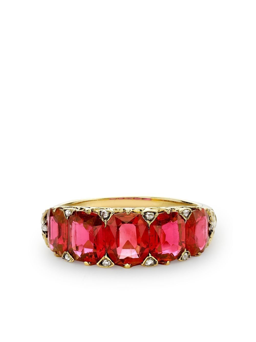 Pragnell Vintage 18kt yellow gold Victorian Five Stone Burmese ruby ring von Pragnell Vintage