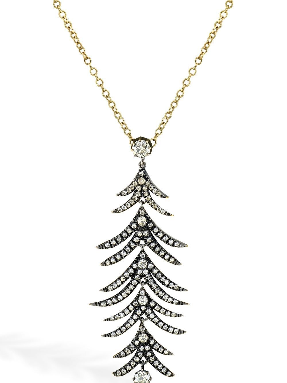 Pragnell Vintage 18kt yellow gold leaf diamond pendant necklace von Pragnell Vintage